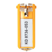 Sachet de 6 porte-clés KEY CLIP jaune Porte-clés en polypropylène, muni d'un anneau chromé, d'un porte étiquette amovible avec b