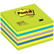 Cube de 450 feuilles de notes post-it repositionnables 76 x 76 mm néon bleu, vert, violet et jaune 