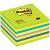 Cube de 450 feuilles de notes post-it repositionnables 76 x 76 mm néon bleu, vert, violet et jaune