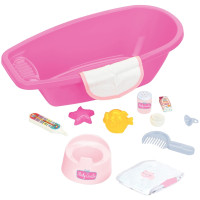 Baignoire et accessoires de toilette pour poupée 