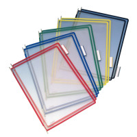 Boîte de 10 poches format A4 à pivots en PVC  assortis 