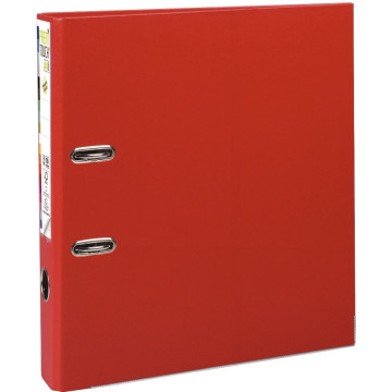 Classeur à levier en plastique PREM'TOUCH format A4 maxi dos 5 cm rouge