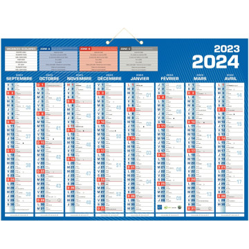 Calendrier 8 mois sur chaque face 40,5 x 55 cm