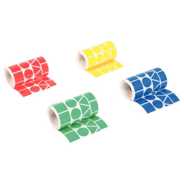 Lot de 4 rouleaux de maxi gommettes géométriques adhésives, couleurs vives assorties