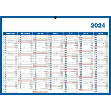 Calendrier 7 mois sur chaque face 19 x 26,5 cm souple