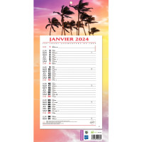 Calendrier mensuel 36 x19cm 12 feuilles exotique 