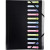 Trieur en polypropylène avec 3 rabats et élastiques 12 compartiments coloris noir